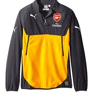 Puma Arsenal 1/4 Zip Fleece Training Top – Men’s Medium – Grey/Yellow